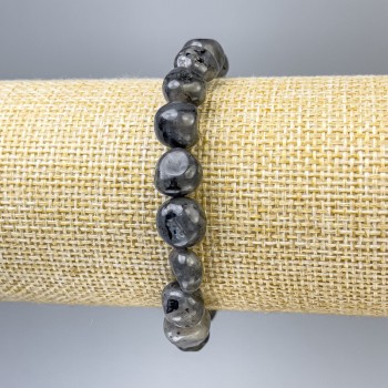 Labradorite Faceted Bead Bracelet, 10x9 mm diameter, 18 cm length, stretch