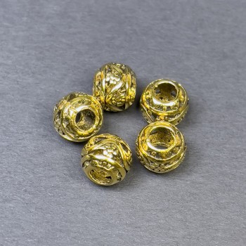 Bead insert - Golden metal color, size 8.5×10 mm, hole diameter approx. 4.5 mm, packaging 5 pcs