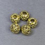Gold-tone bead insert finding, size 6.5×8 mm, hole diameter 4.5 mm, packaging 5 pcs