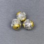 Bead insert findings in silver- and gold-toned metal, 10×9 mm diameter, hole ~2 mm, packaging 3 pcs