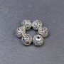 Bead insert findings, silver metal color, 8×8.5 mm diameter, hole approx 2 mm, packaging 6 pcs