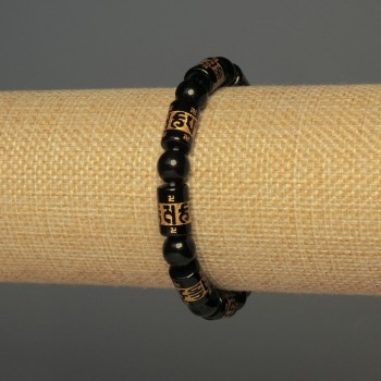 Agate Bracelet (synthetic) smooth beads, 8 mm diameter, cylindrical insert, 12x8 mm, 18 cm, stretch