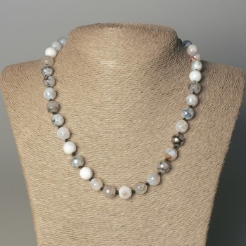 Agate Necklace 'Dragon Veins' Faceted Bead, diameter 10mm ±, length 45mm ±