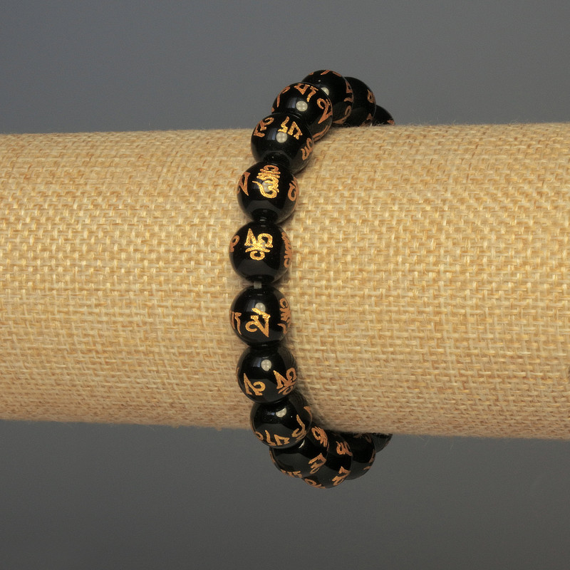 Agate Bracelet (Artificial) with Smooth Beads, 10 mm Diameter, 18 cm Length, Stretch
