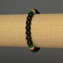 Agate Bracelet (Synthetic) with Smooth Beads, 8 mm Diameter; Acrylic Inserts, 9x8 mm; 18 cm; Stretch Bracelet