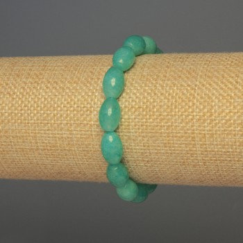 Aquamarine grain bead bracelet, size 12x8 mm, length ~18 cm, stretch