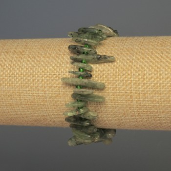 Kyanite shard-needle bracelet, diameter 10-20×3-5 mm ±, with seed beads, length 18 cm ±, stretchy