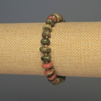 Heliotrope Bracelet - Tumbled Beads, 10×5 mm, 18 cm Stretch