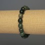 Bracelet with Green Jasper, smooth round beads, 10 mm diameter, 18 cm length, stretch
