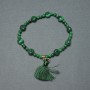 Malachite Bracelet with Coin Beads 8mm, Smooth 4mm Beads, 18cm Stretch
