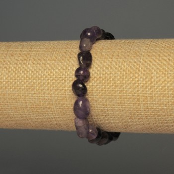 Faceted Amethyst Bracelet, 8×8 mm, 18 cm, elastic