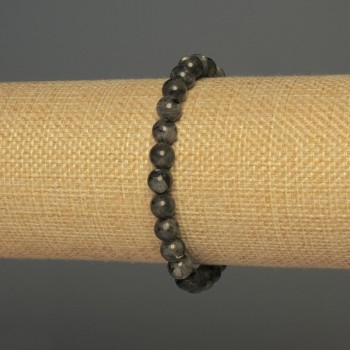 Labradorite bracelet with smooth round beads, 7 mm diameter, 18 cm length, stretch