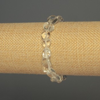 Faceted rock crystal bracelet, beads 8–12×9 mm, 18 cm length (stretch)