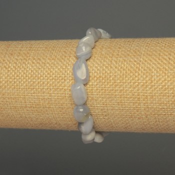 Blue Agate Bracelet, Faceted Beads, 8–10×8 mm, Length ~18 cm, Elastic (Stretch)