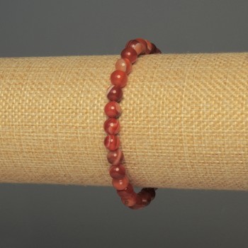 Agate bracelet with smooth beads, 6mm diameter, 18 cm length, stretch