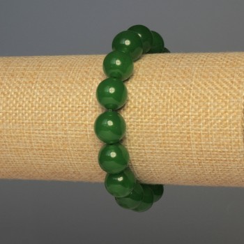 Chrysoprase Bracelet with Smooth Beads, 12mm Diameter, 18cm Length, Stretch