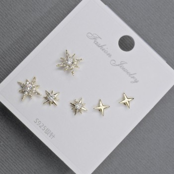 Stud Earrings, 10-6 mm, gold-tone metal with white rhinestones
