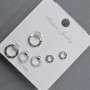 Stud Earrings in Silver-Tone Metal with White Crystals