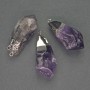 Pendant Amethyst natural stone, diameter 16x30 mm, length 37 mm, silver-tone metal assortment