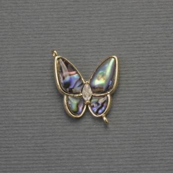 Haliotis Butterfly Pendant with gold-tone metal, diameter 18x19 mm+