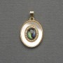 Chalcedony and Mother-of-Pearl Pendant, Oval, Golden Metal, diameter 18×16 mm, length 27 mm