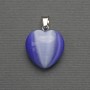 Heart Pendant Cat's Eye Violet, Silver-Tone Metal, 20x20 mm Diameter, 30 mm Length