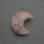 Moon Pendant with Pink Quartz in a Silver-Plated Weave, diameter 35mm ±, length 45mm ±