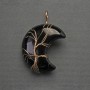 Moon Pendant with Agate in Golden Braided Setting, diameter 35 mm, length 45 mm