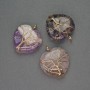 Heart Pendant with Amethyst in a Golden Weave, diameter 30x30 mm, length 37 mm