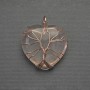 Heart Pendant with Pink Quartz in Golden Wire Wrap, diameter 30x30mm±, length 37mm±