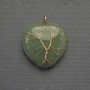 Nephrite Heart Pendant in Gold-Tone Weave, diameter 30x30 mm, length approx. 36 mm