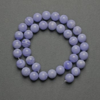 Agate Beads (Pressed) Smooth Sphere, 10mm Diameter ± on Thread, 37 cm Length+