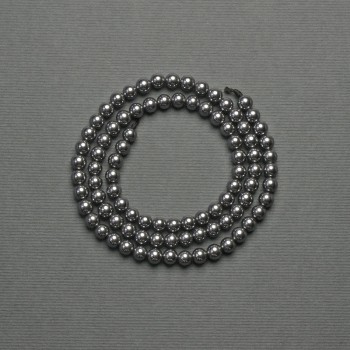 Terahertz Beads Smooth Sphere, 5mm Diameter, Dark Silver, on Thread, Length 41 cm ±