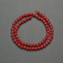 Coral Beads on Thread (Pressed), Faceted Spheres, 6 mm Diameter, 39 cm Length