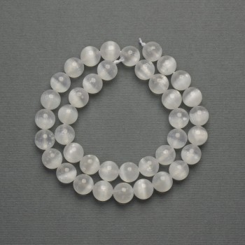 Selenite Beads Smooth Round 10mm, On Thread, 39 cm+