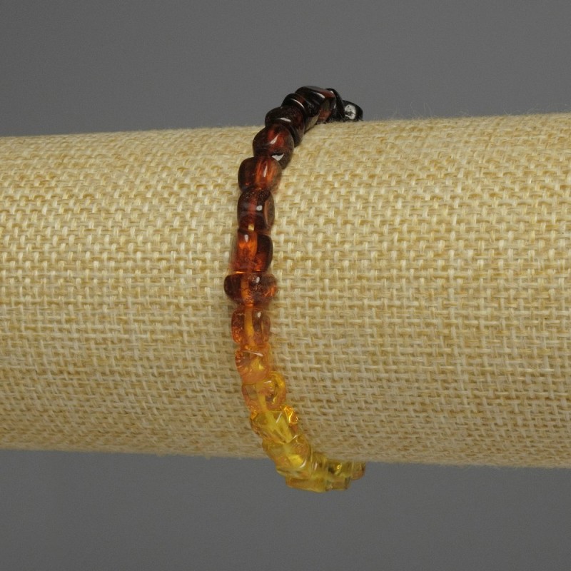 Amber Gradient Cubic Faceted Bead Bracelet, 6mm Diameter, 18cm Length, Stretch