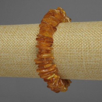 Amber crumb bracelet, diameter 14x2 mm, length 18 cm, stretch