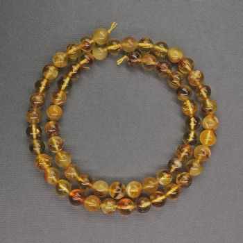 Amber Beads, Smooth Sphere, Diameter 6 mm, Length 40 cm