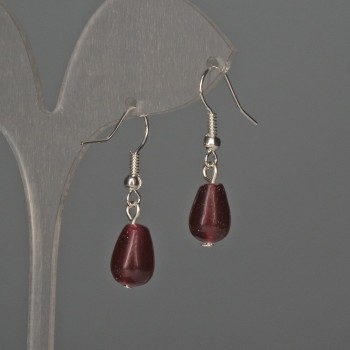 Earrings tinted rose quartz 8x12 mm, length 32 mm