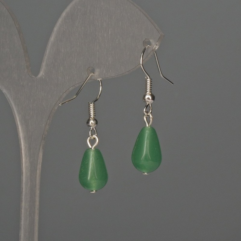 Nephrite Drop Earrings 8x12mm, length 32mm