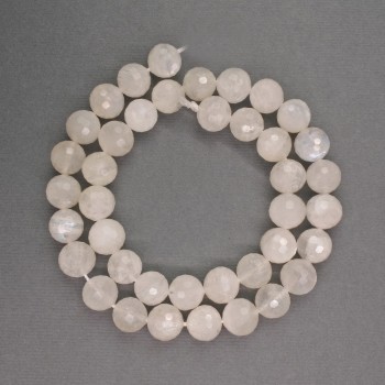 Adularia natural stone beads, faceted ball, 10 mm diameter +/-, length 39 cm +/-
