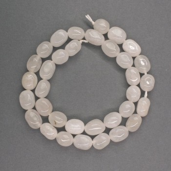 Beads of Natural Stone: White Quartz, Faceted, 8×11 mm, 35 cm length