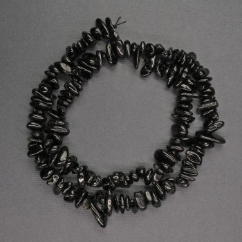Beads natural stone black tourmaline chip, diameter 6x4 mm, length 41 cm