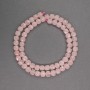 Natural stone beads Pink quartz faceted cubes, 6mm diameter ±, length 36cm ±