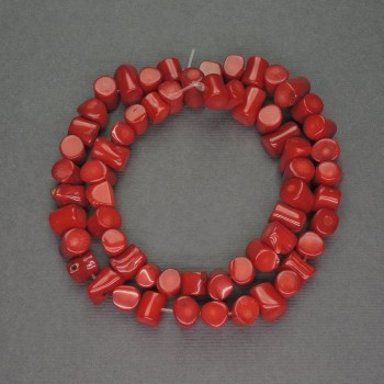 Beads of natural red coral, faceted cut, diameter 7×9 mm, length 41 cm