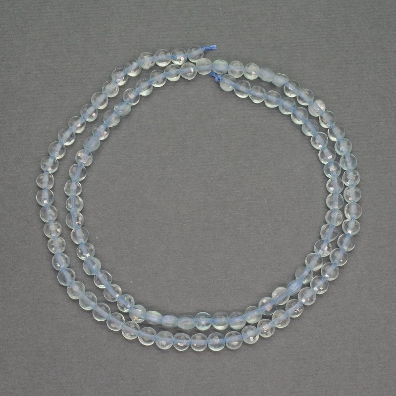 Faceted Topaz Coin Beads, Natural Stone, 4x3 mm diameter, 40 cm length