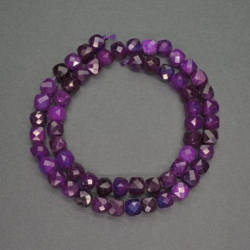 Sugilite Natural Stone Beads - Faceted Cube, 7mm Diameter, 39cm Length