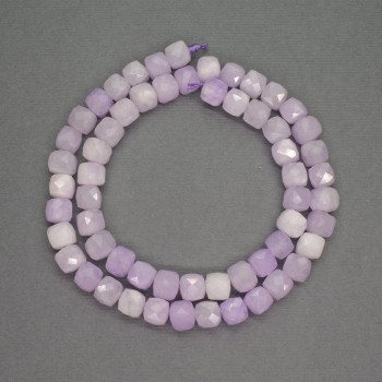 Beads of natural kunzite, faceted cube beads, diameter 7 mm, length 39 cm