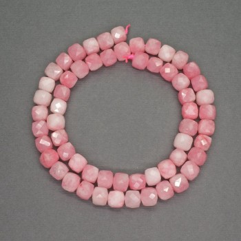 Beads of Pink Quartz (toned) Faceted Cubes, diameter 7 mm ±, length cm ±