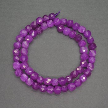 Sugilite natural stone beads, faceted cubes, diameter about 7 mm, length about 40 cm